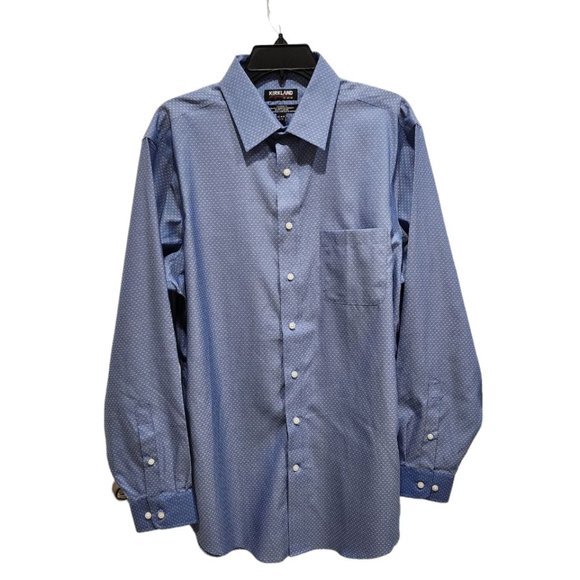 Kirkland Signature Shirt Men's Size L Blue Long Sleeve Classic Button Up NEW - Picture 13 of 14